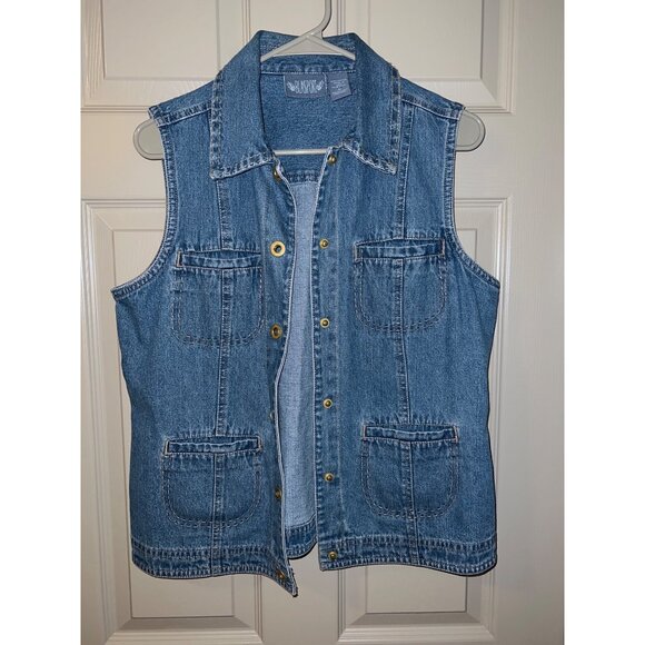 Vintage Blassport Denim Vest Size M – Utility Style, 100%‎ Cotton, Snap Button - Picture 2 of 10